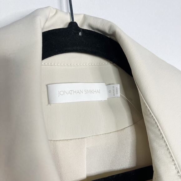 Jonathan Simkhai 0 Cream Rayley Cutout Crepe Jumpsuit Stretch Button Open Back - Picture 11 of 15